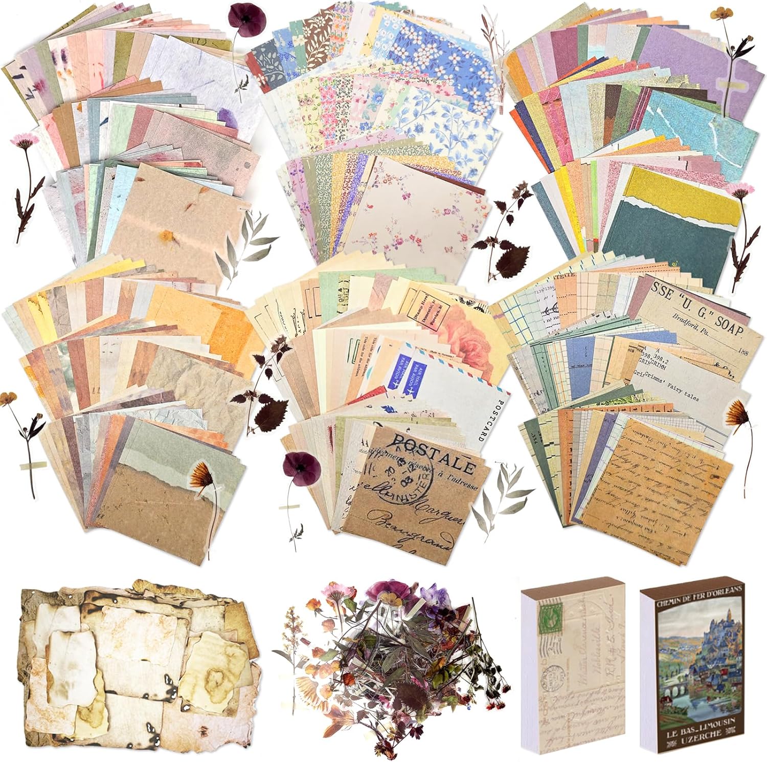 565 Piece Vintage Themed Paper and Sticker Journaling Kit