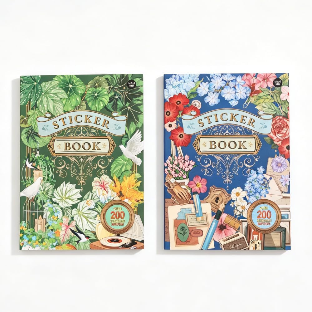 Aesthetic Sticker Books, Plants and Flowers, Over 400 Pieces