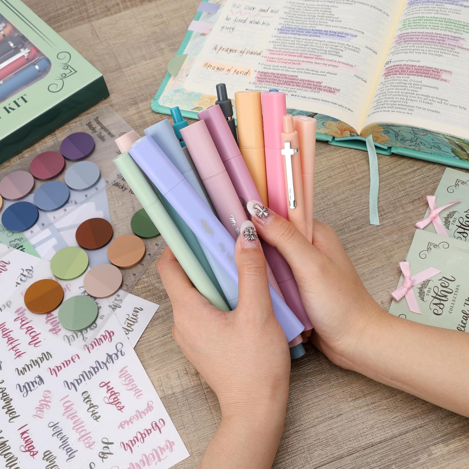 Bible Journaling Kit with Highlighters, Pens, Tabs, Stickers — view 2
