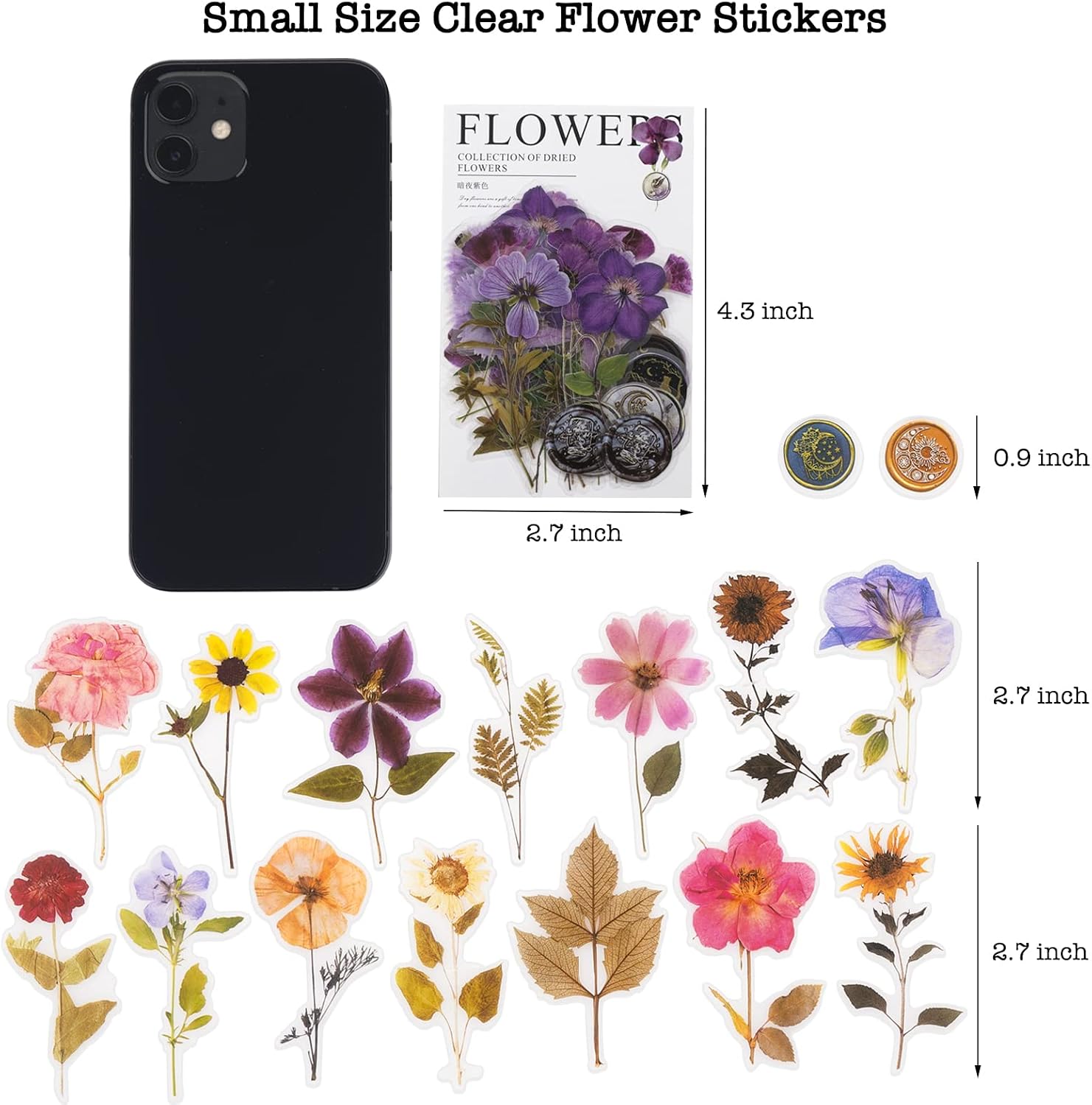 Floral Botanical Journal Stickers, Transparent PET, 320 Pieces — view 2