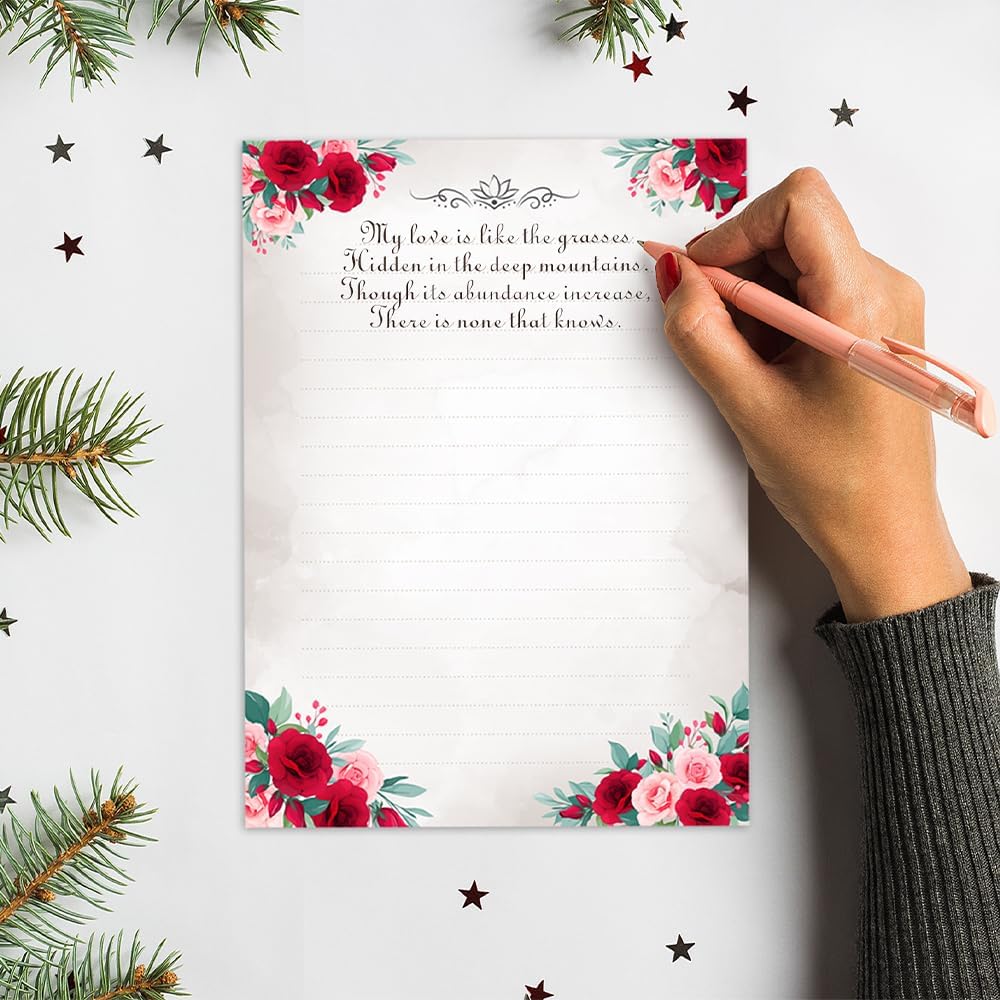 Floral Lined Letter Paper and Envelope Set, 60 Pieces — view 2