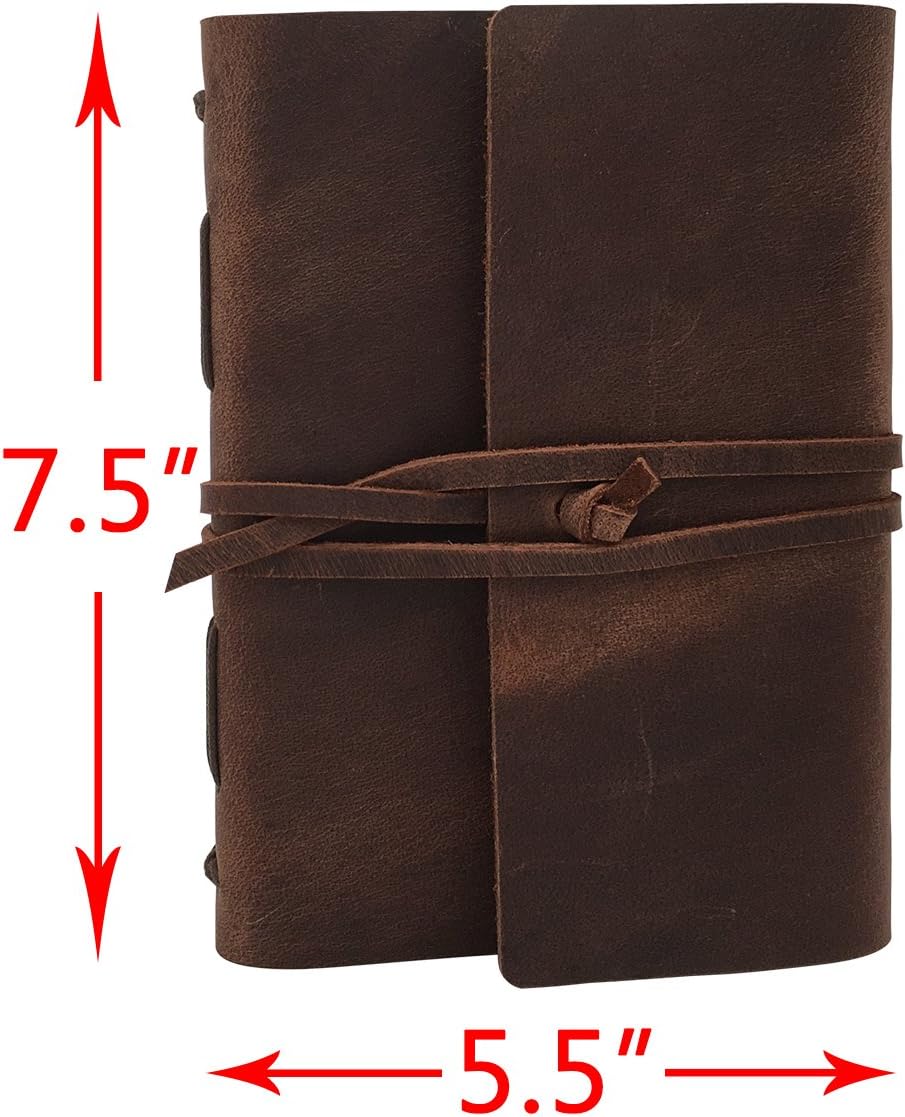 Leather Journal, Hand-Stitched, Lined Kraft Paper, 240 Pages — view 2