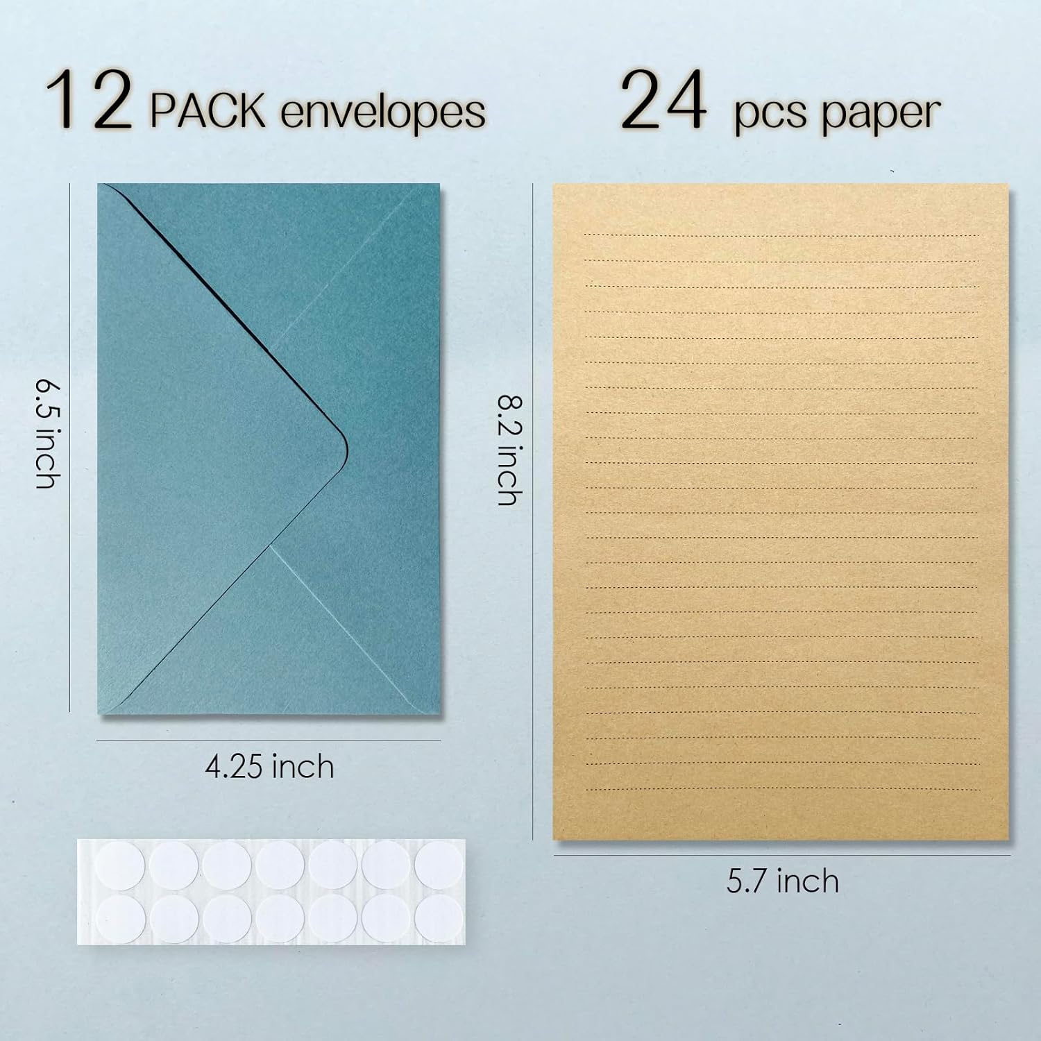 Lined Stationery Paper and Blue Envelopes Set, 36 Pieces — view 2