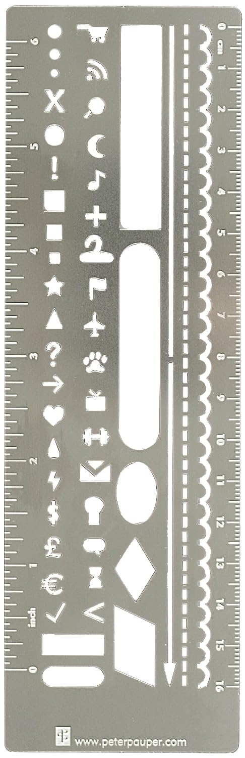 Metal Journal Stencil and Ruler Bookmark, 1 Piece