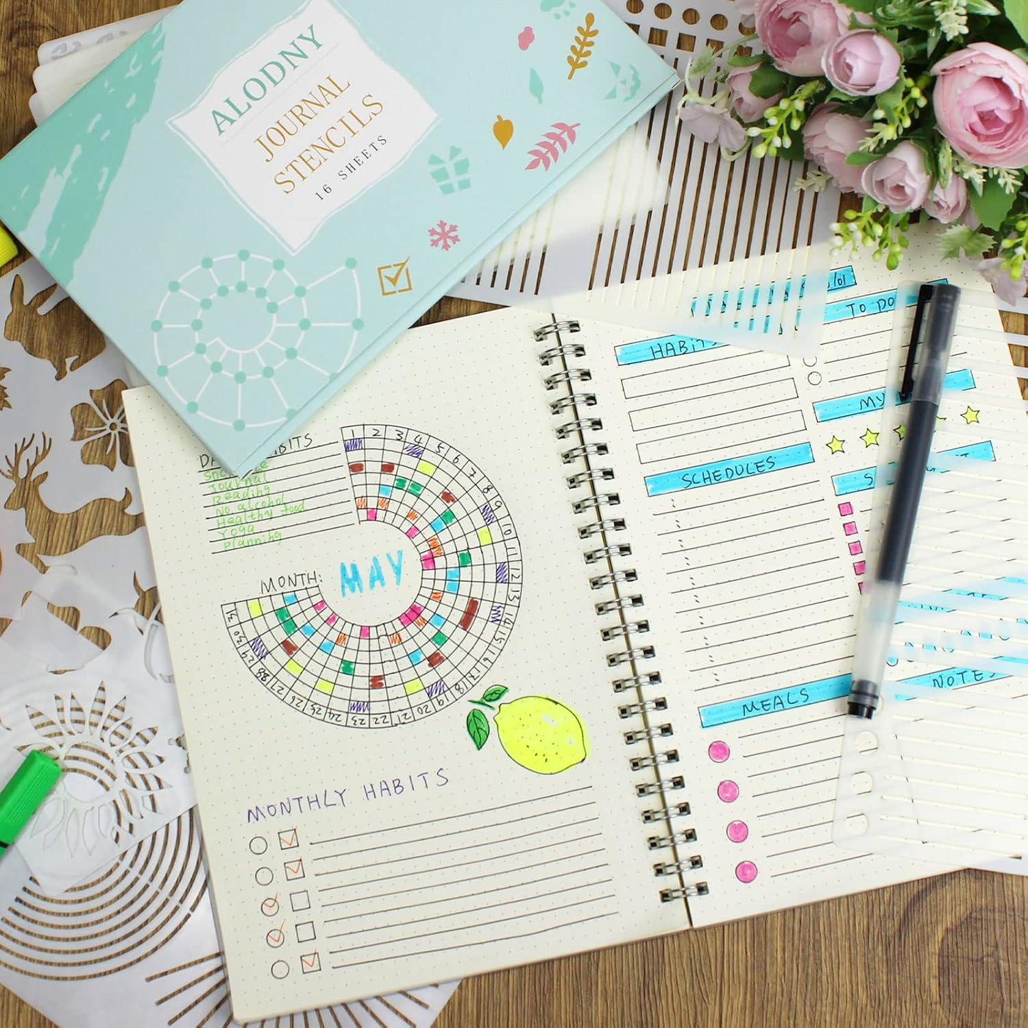 Plastic Journal Stencils Set, 16 Pieces, Assorted Designs — view 2