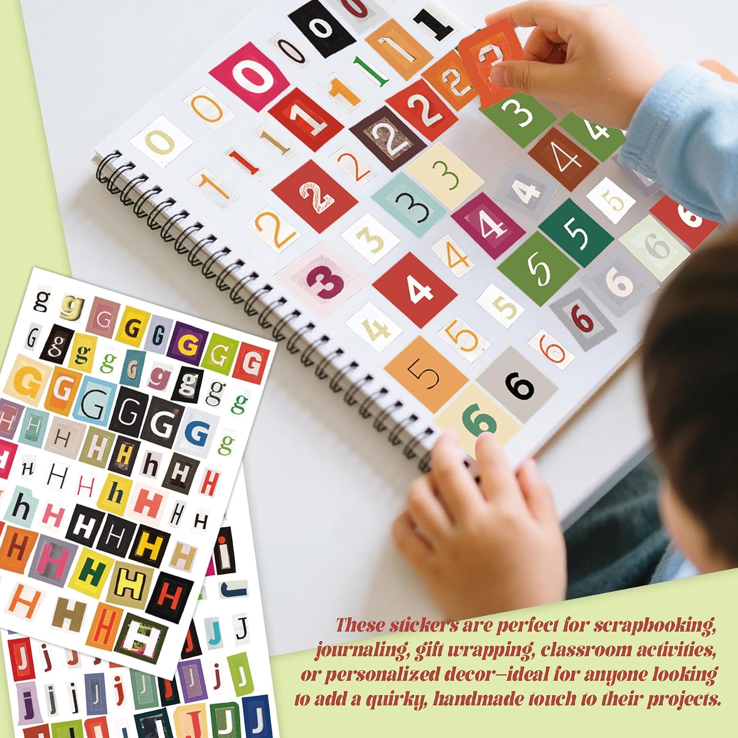 Vintage Alphabet Sticker Book with Tweezer, 1500+ Pieces — view 2