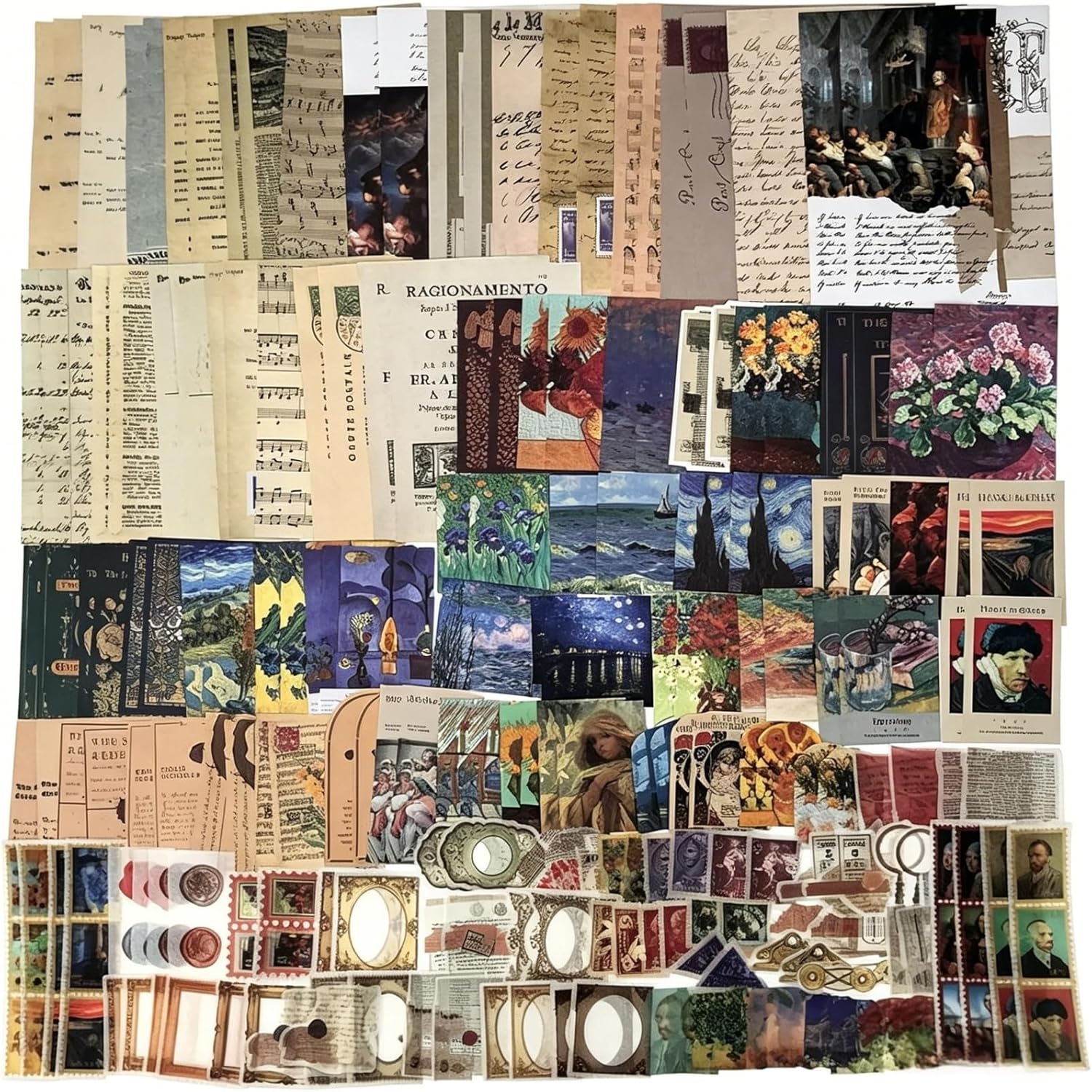 Vintage Paper and Sticker Set for Journaling, 200 Pieces