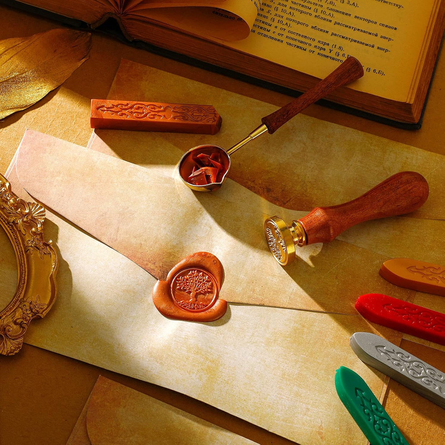 Vintage Wax Seal Stationery Set with Paper and Envelopes, 33 Pieces — view 2