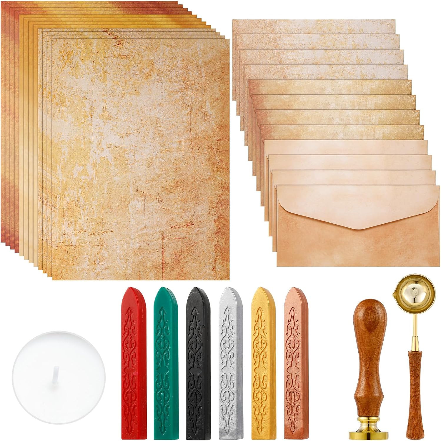 Vintage Wax Seal Stationery Set with Paper and Envelopes, 33 Pieces